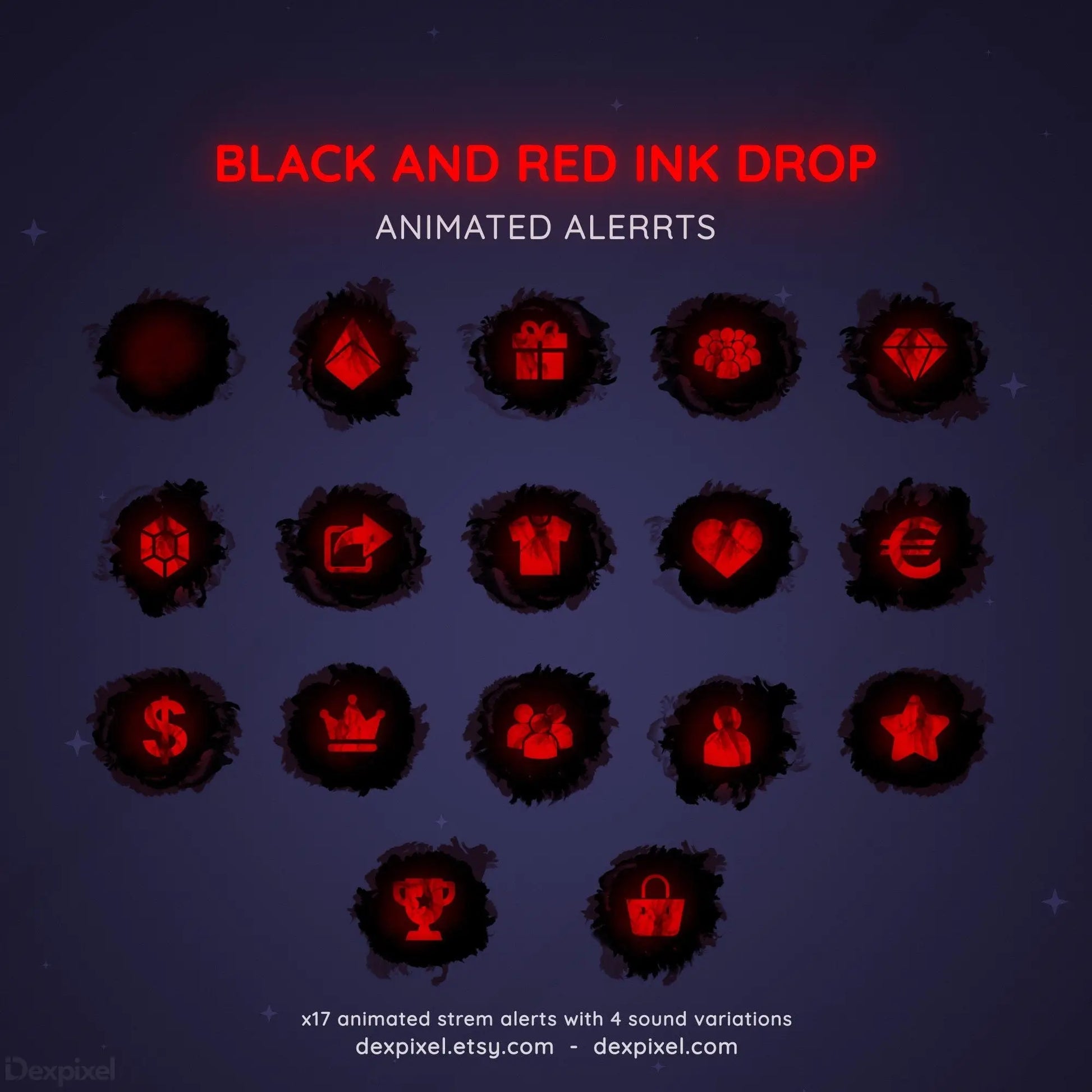 custom twitch animated alerts black red
