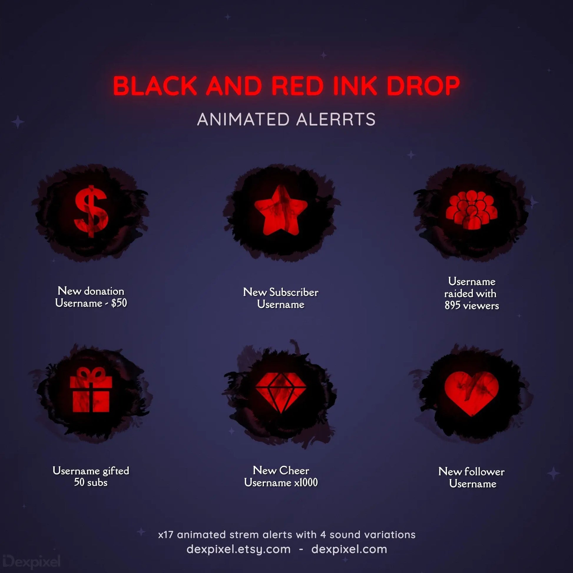 animated ink drop twitch stream alerts
