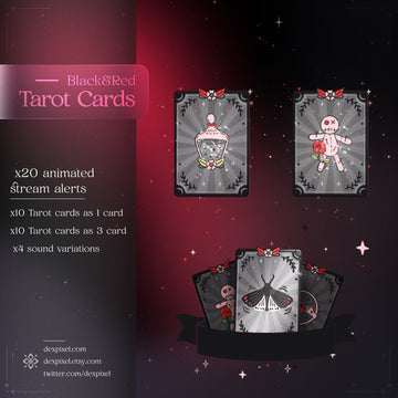 black red tarot cards stream alerts