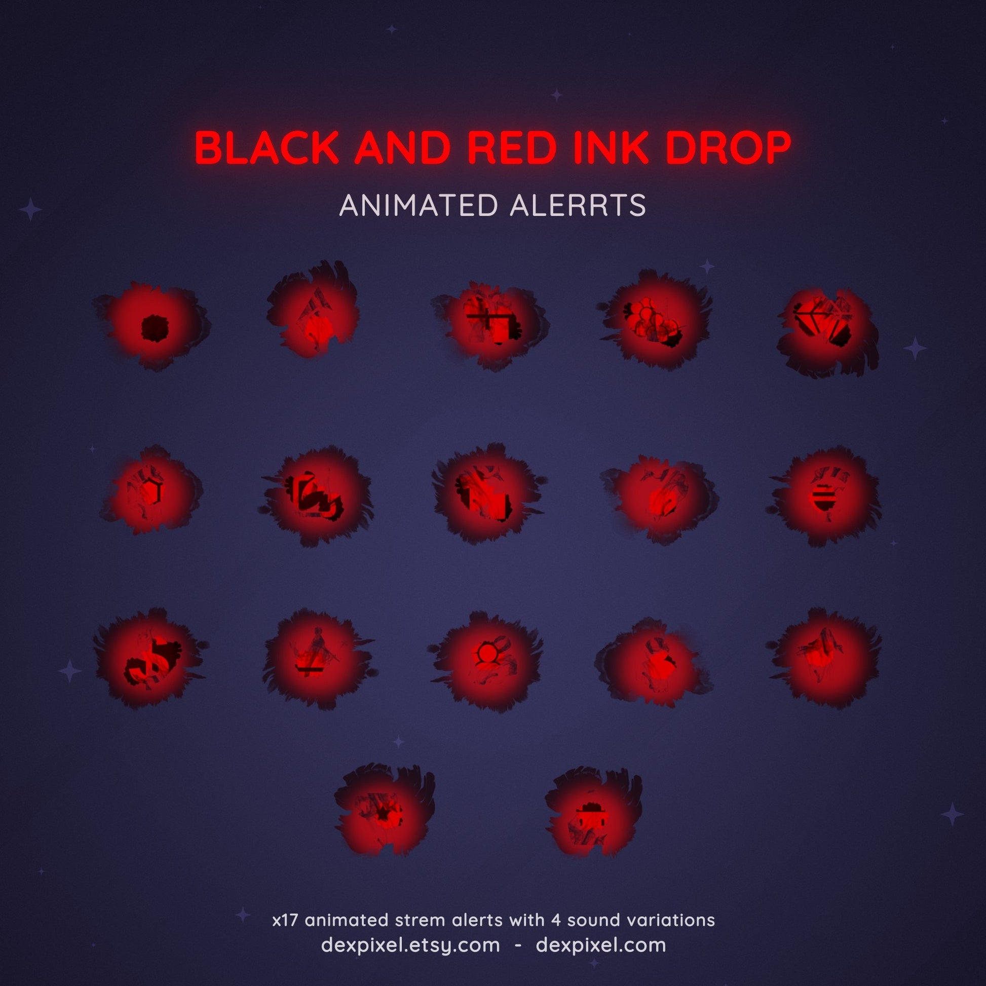 animated black red ink drop stream notifications
