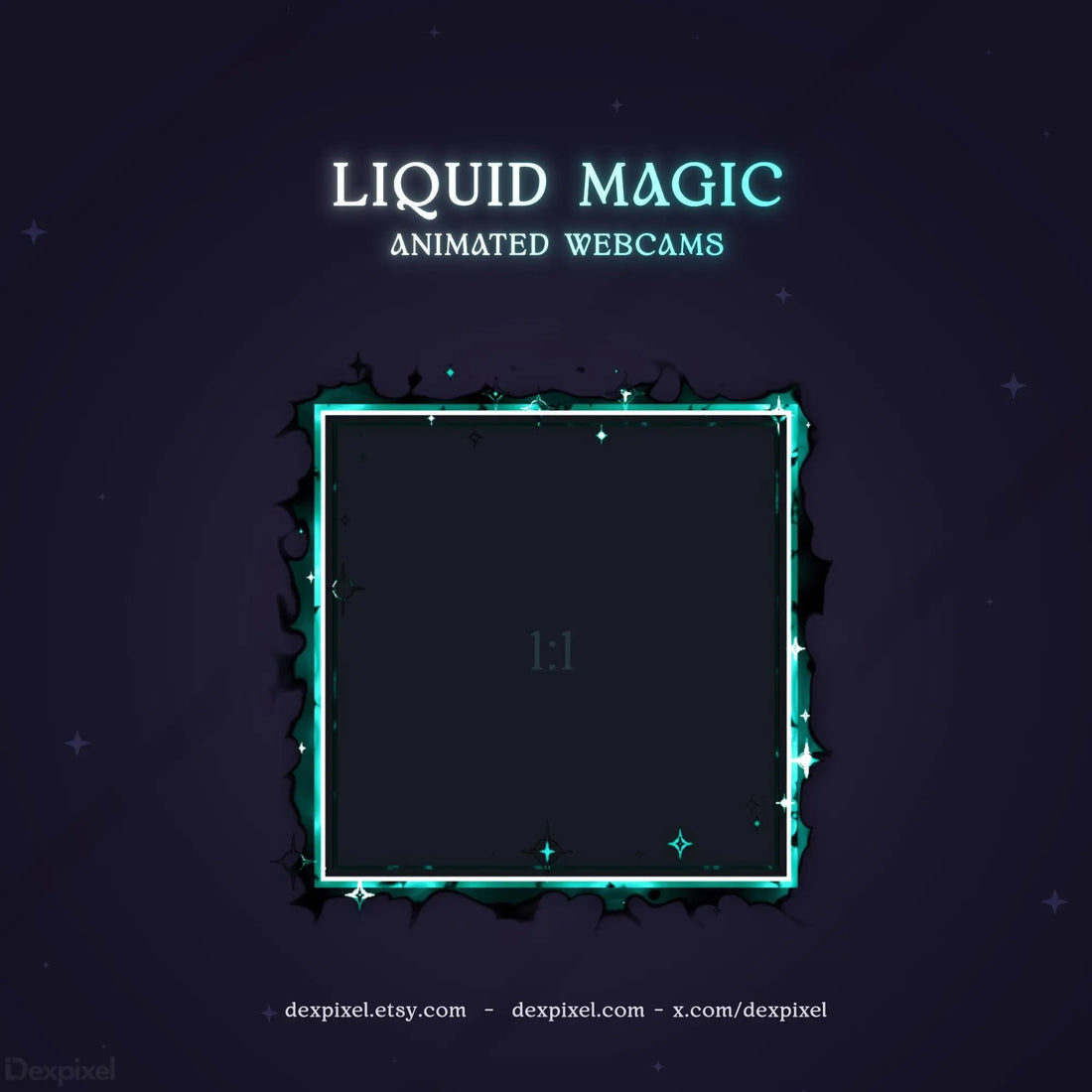 black teal liquid magic animated webcam overlay