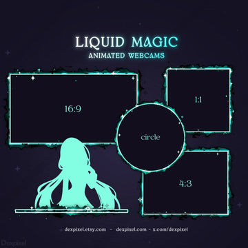 black teal liquid magic animated webcam overlay