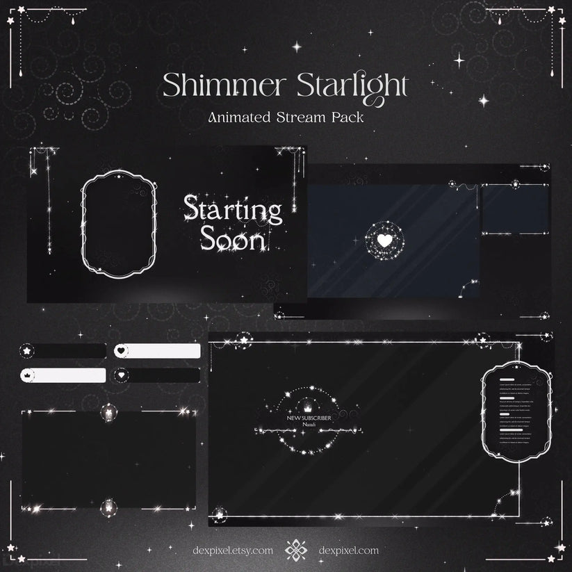 Black and White Shimmer Starlight Stream Pack