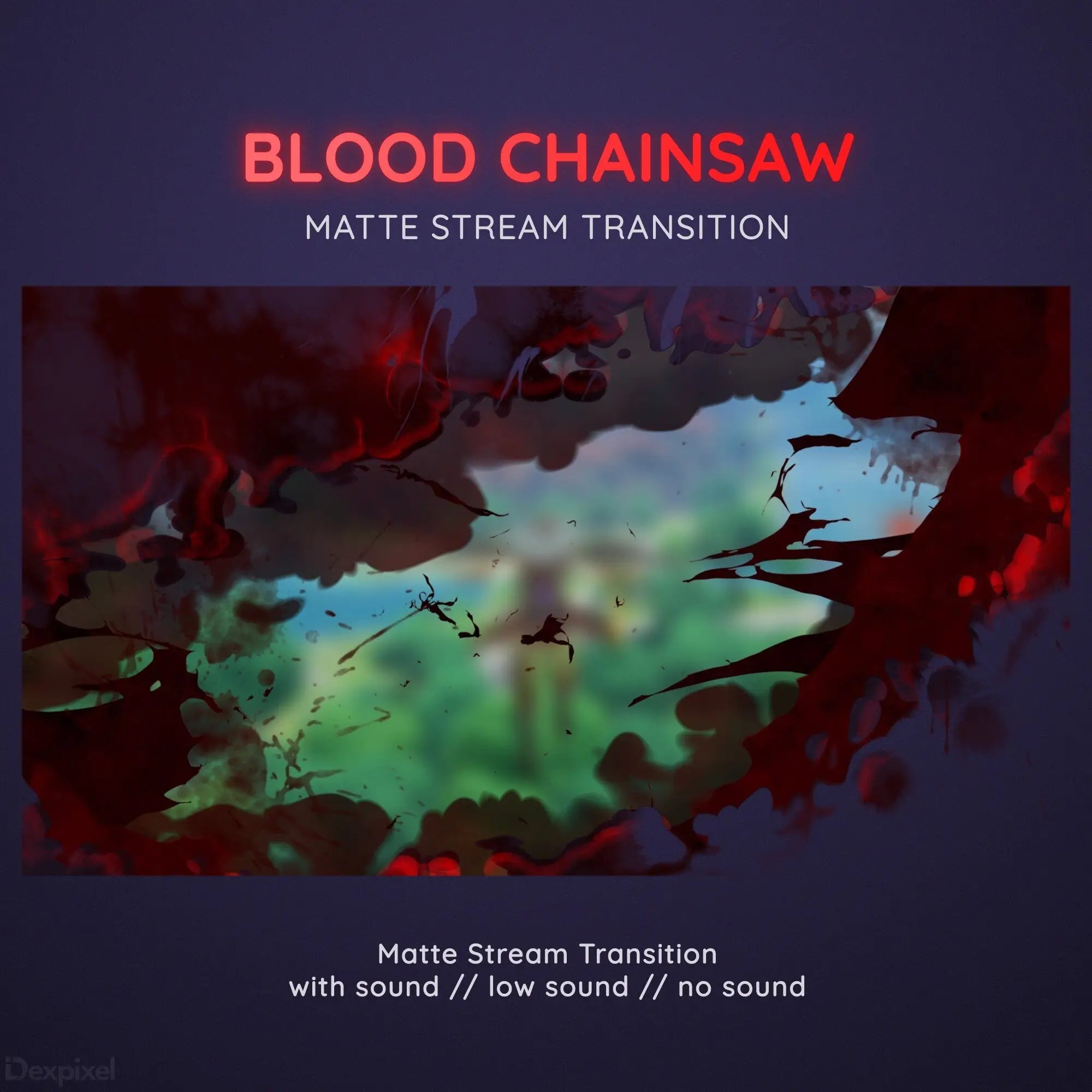 A dark red and turquoise swirling smoke effect titled ’Blood Chainsaw’ for video transitions.