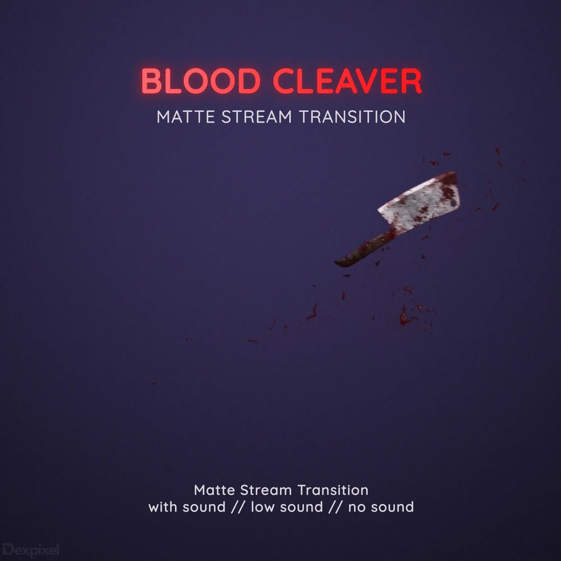 A glowing red cleaver animation transition effect with matte stream elements.