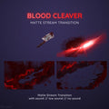 A glowing red cleaver animation transition effect with matte stream elements.