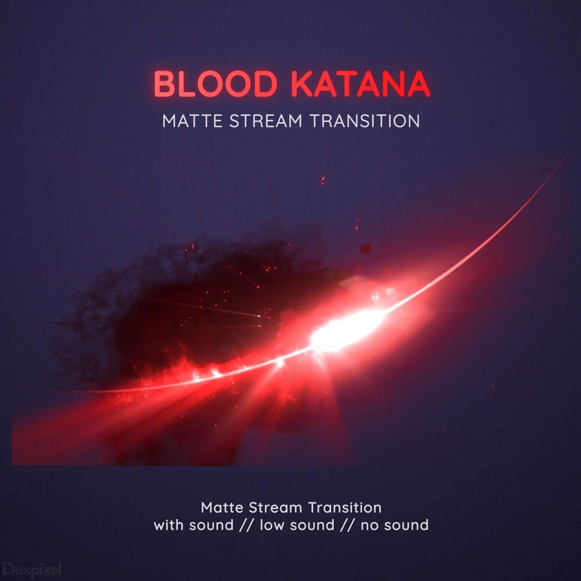 Glowing red curved light streak resembling a katana blade.