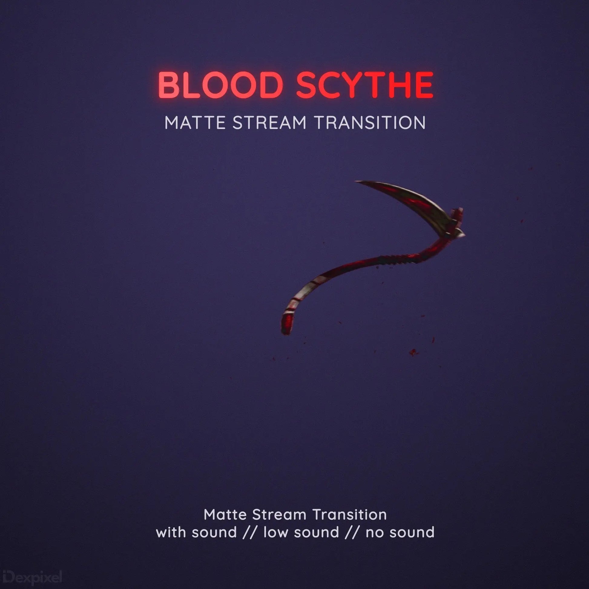 Curved scythe blade with a red blood trail effect.