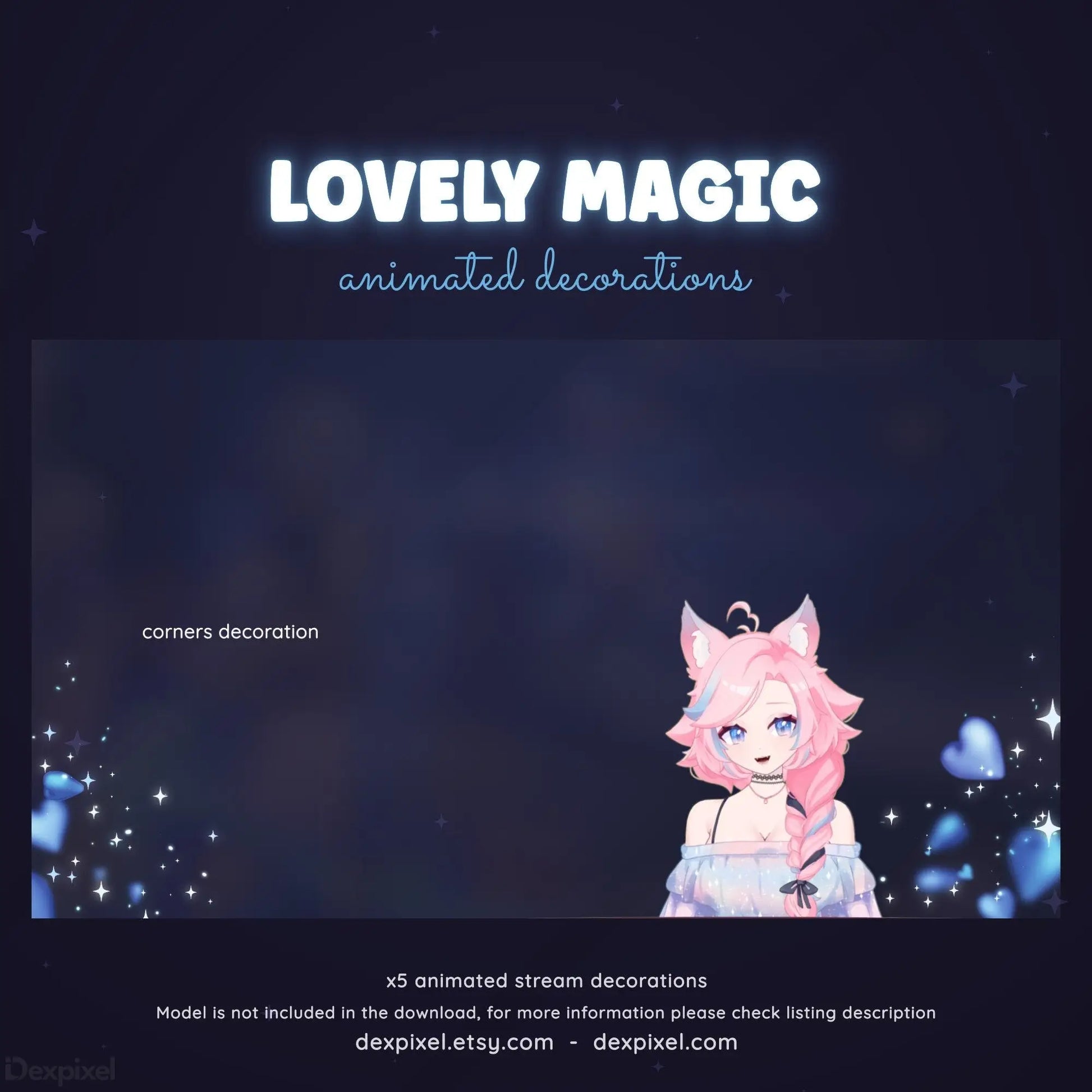 animated hearts and stars stream overlay
