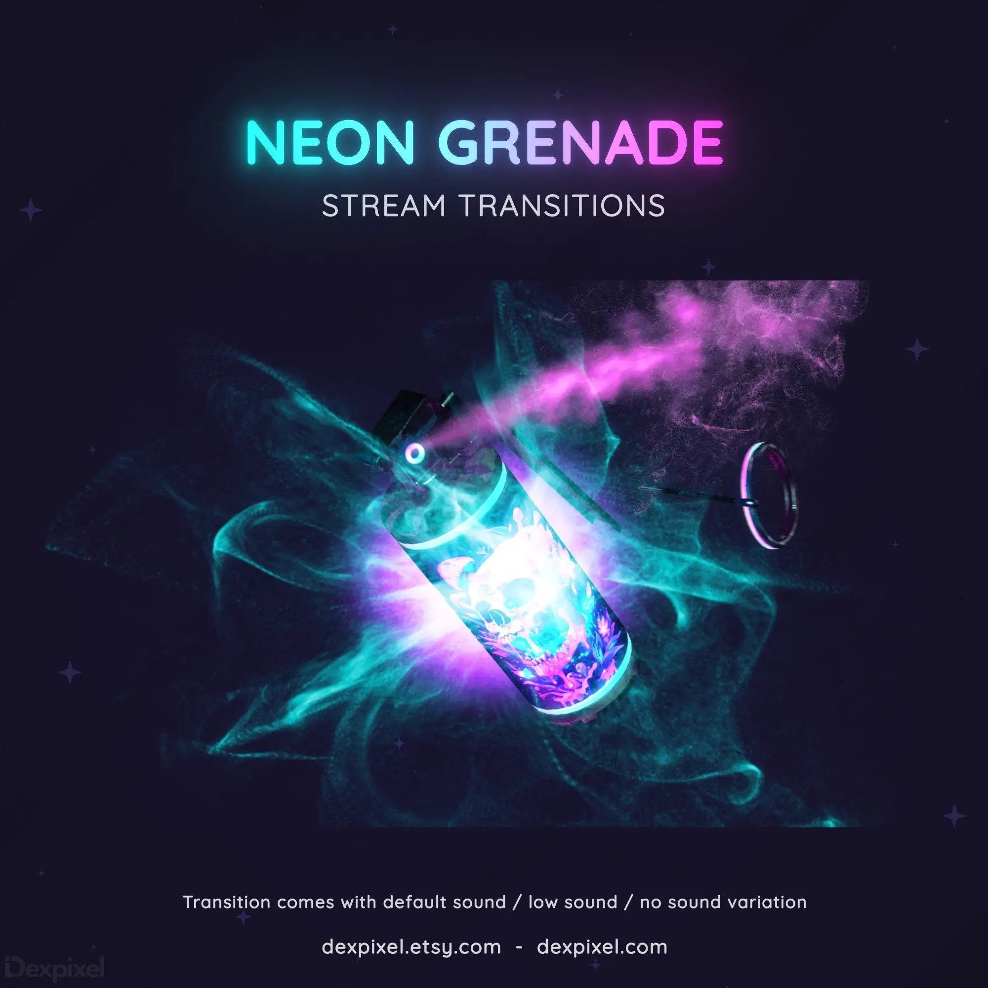 neon blue pink grenade stream transition
