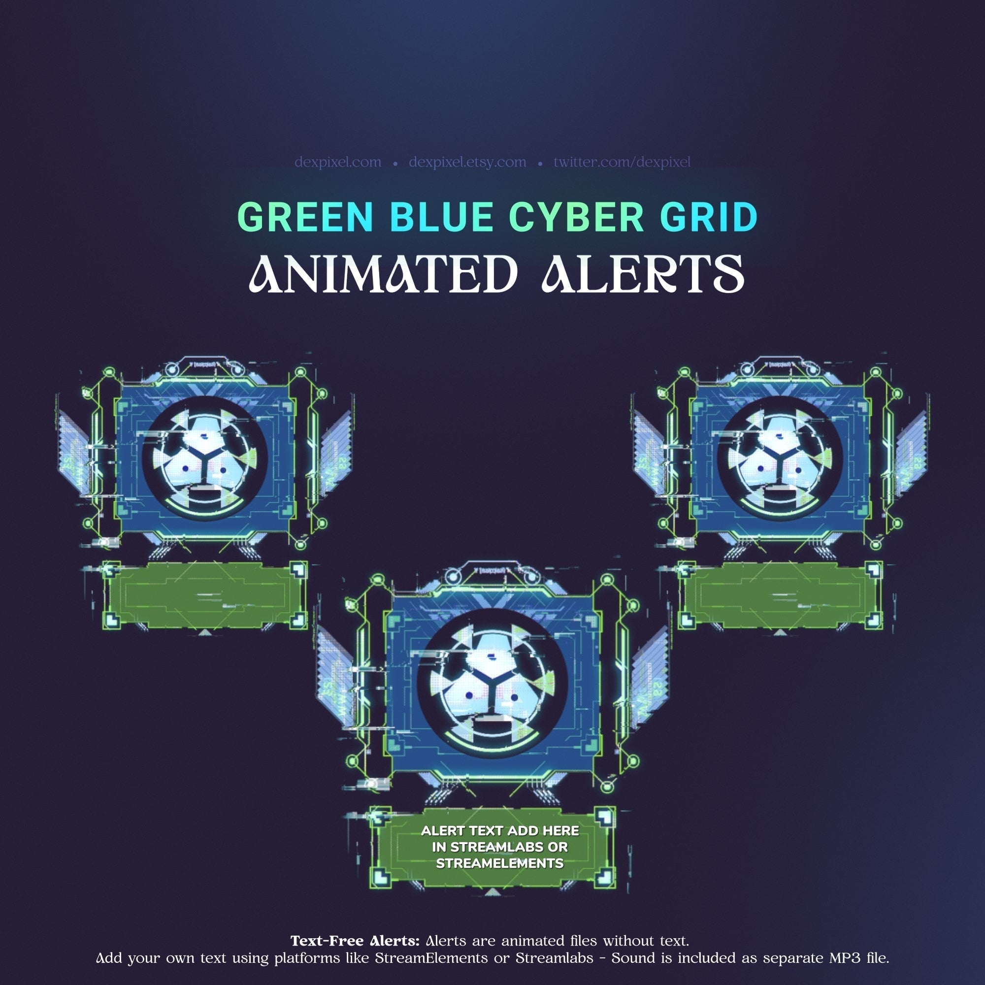 Animated cyber grid alerts.