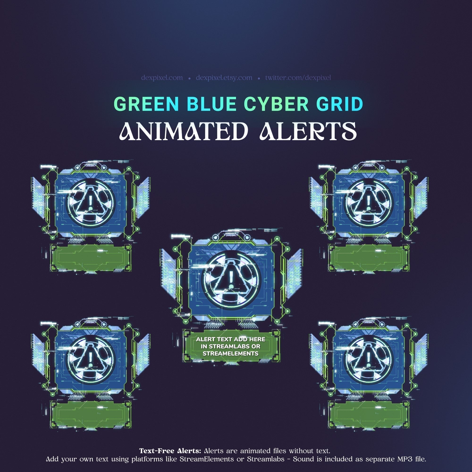 Cyber grid animated alerts.