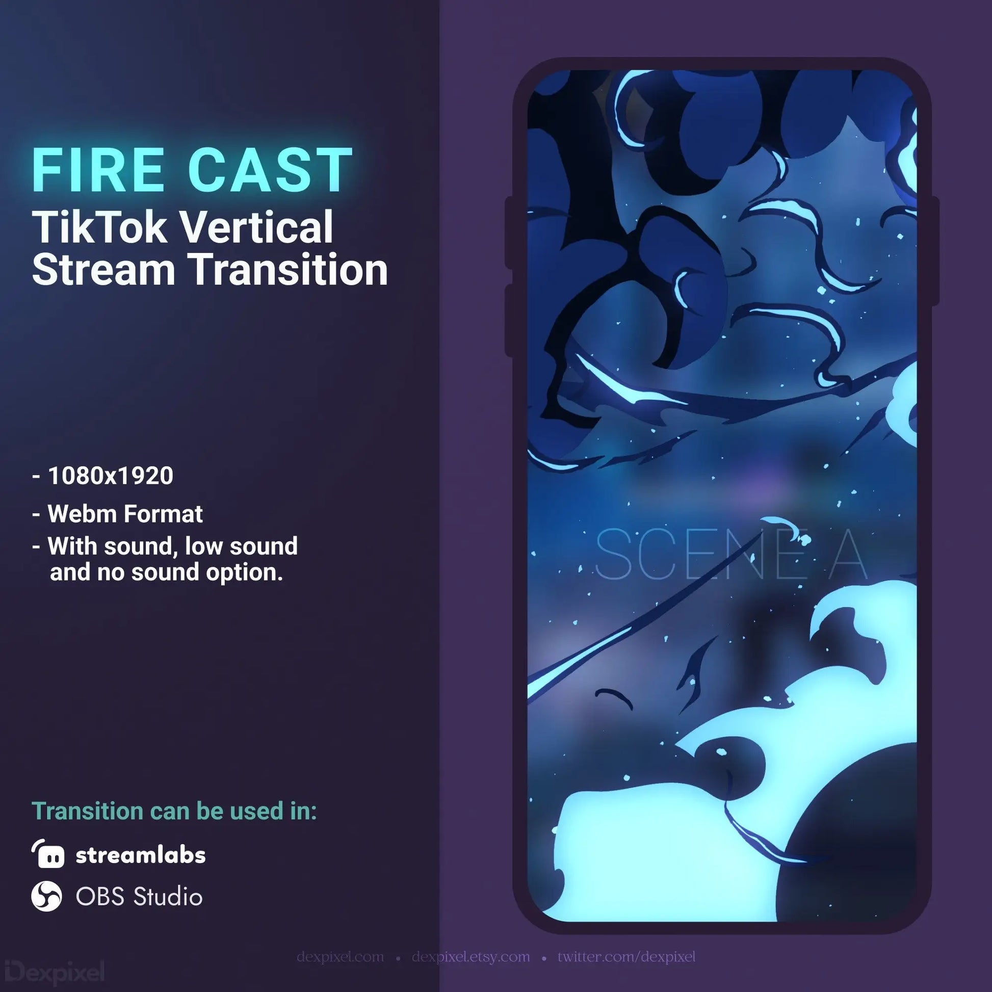 Animated stream transition for TikTok.