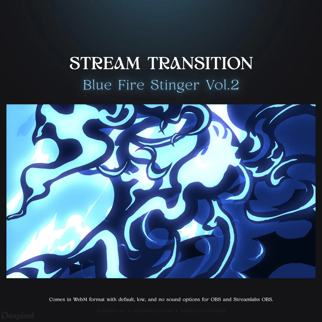 Blue fire stream transition.