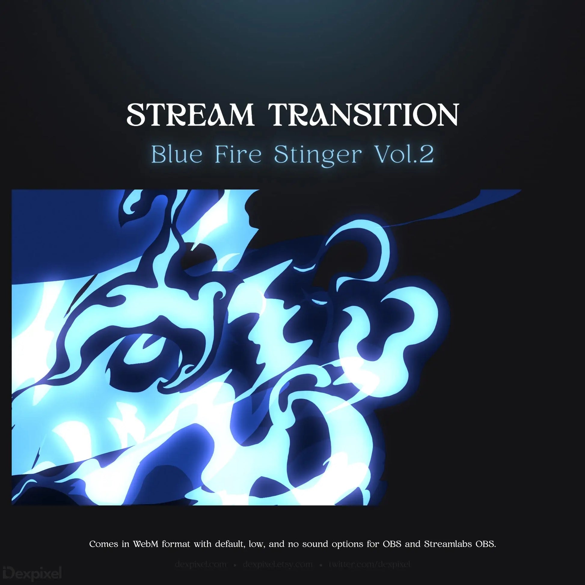 Blue fire stream transition animation.