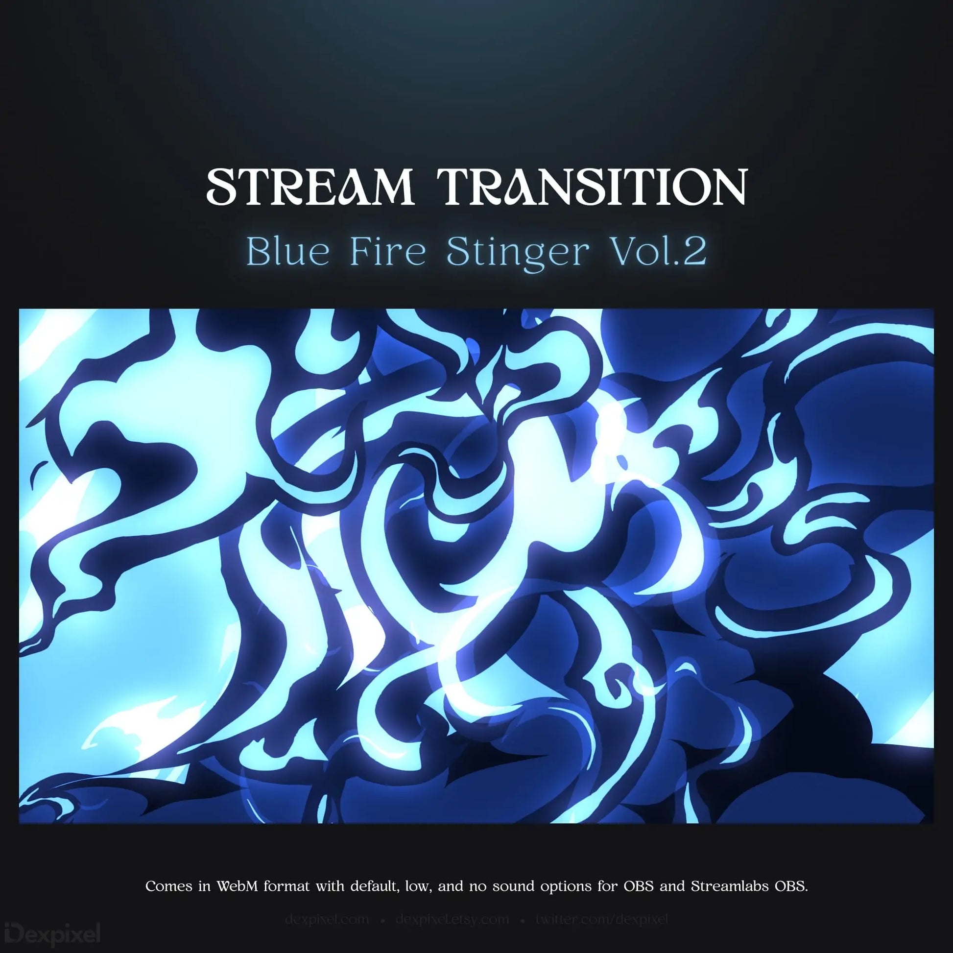 Blue fire stream transition.