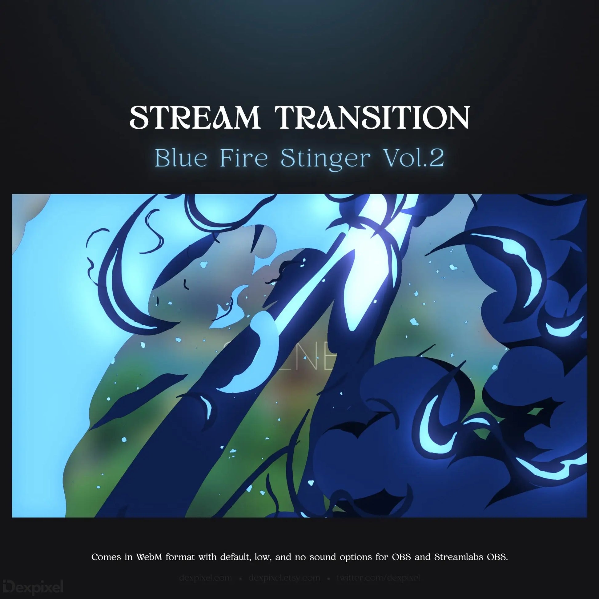 Blue fire stream transition.