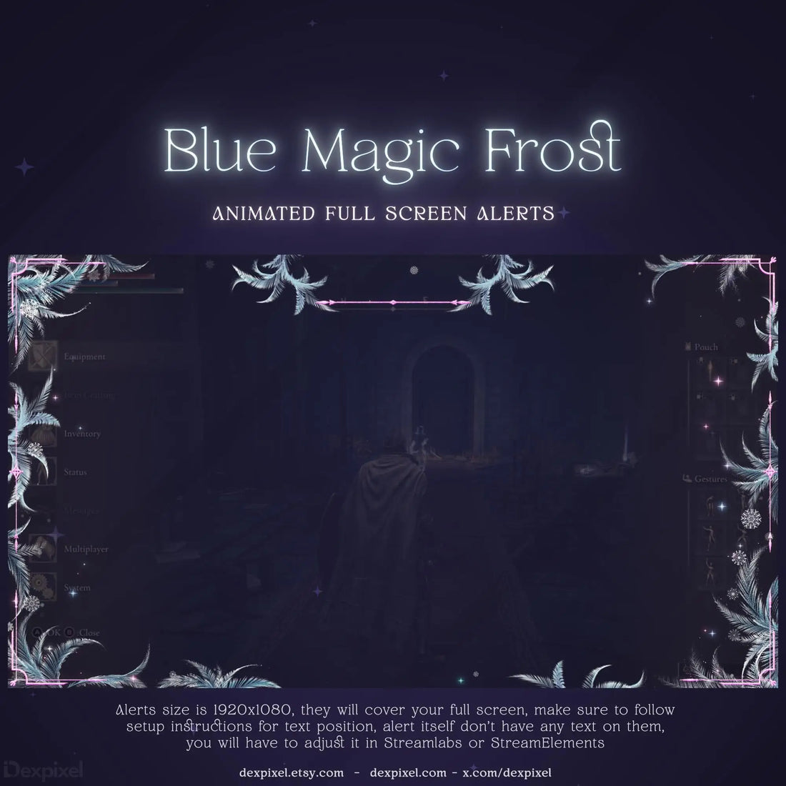 Full-Screen Blue Frozen Ice Stream Alert for Twitch & VTuber
