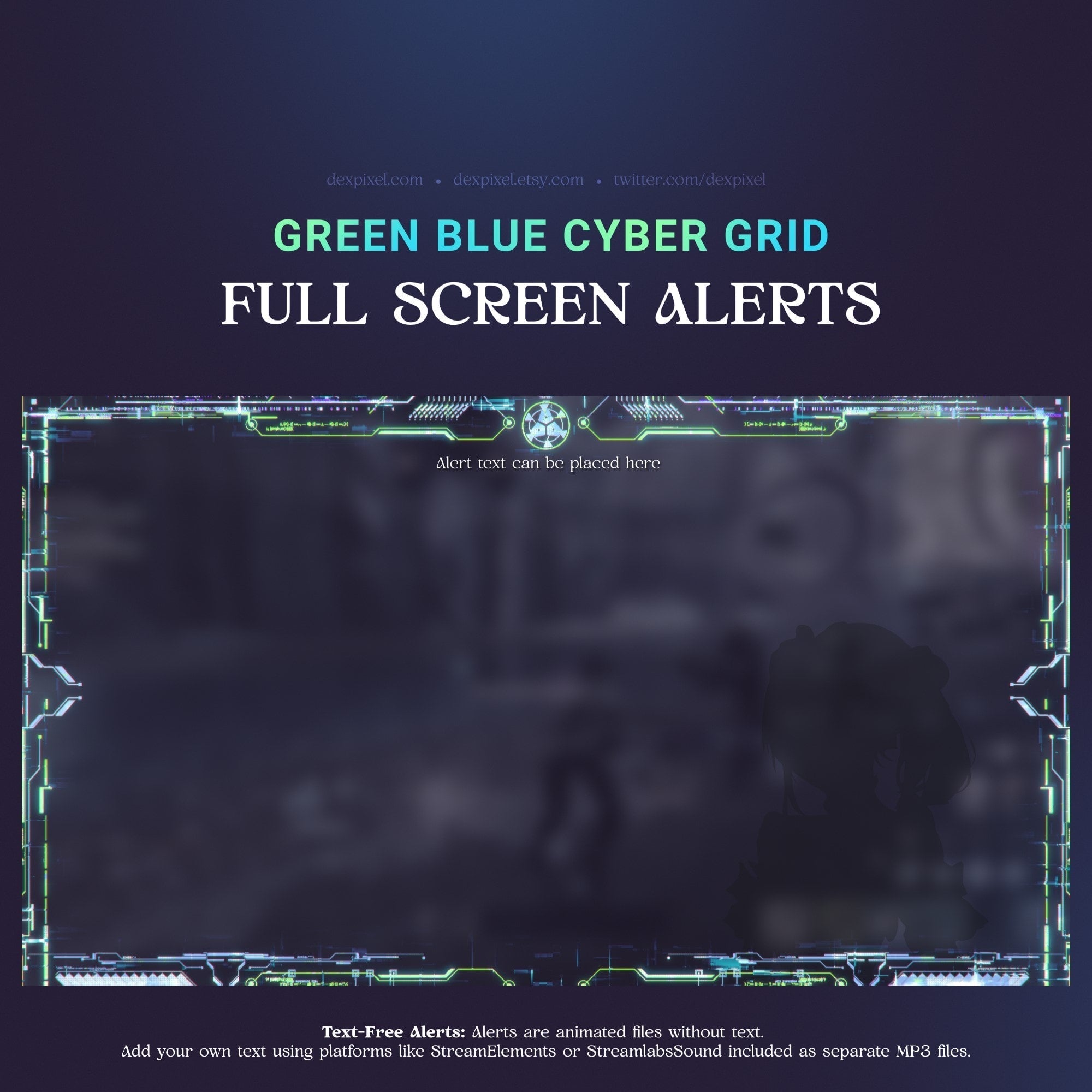 Cyberpunk-themed full-screen alert frame.