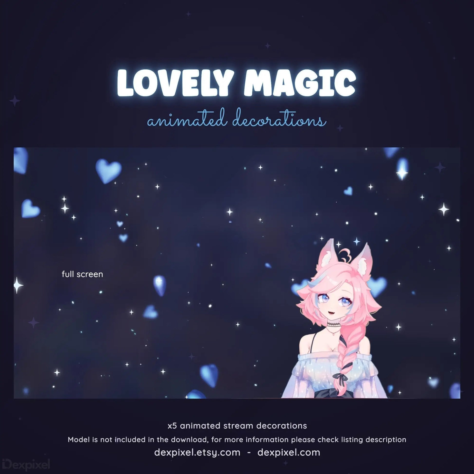 stream overlay floating hearts animated decor
