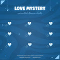 Love Mystery animated stream alerts featuring blue hearts and whimsical designs for Twitch and YouTube streams.