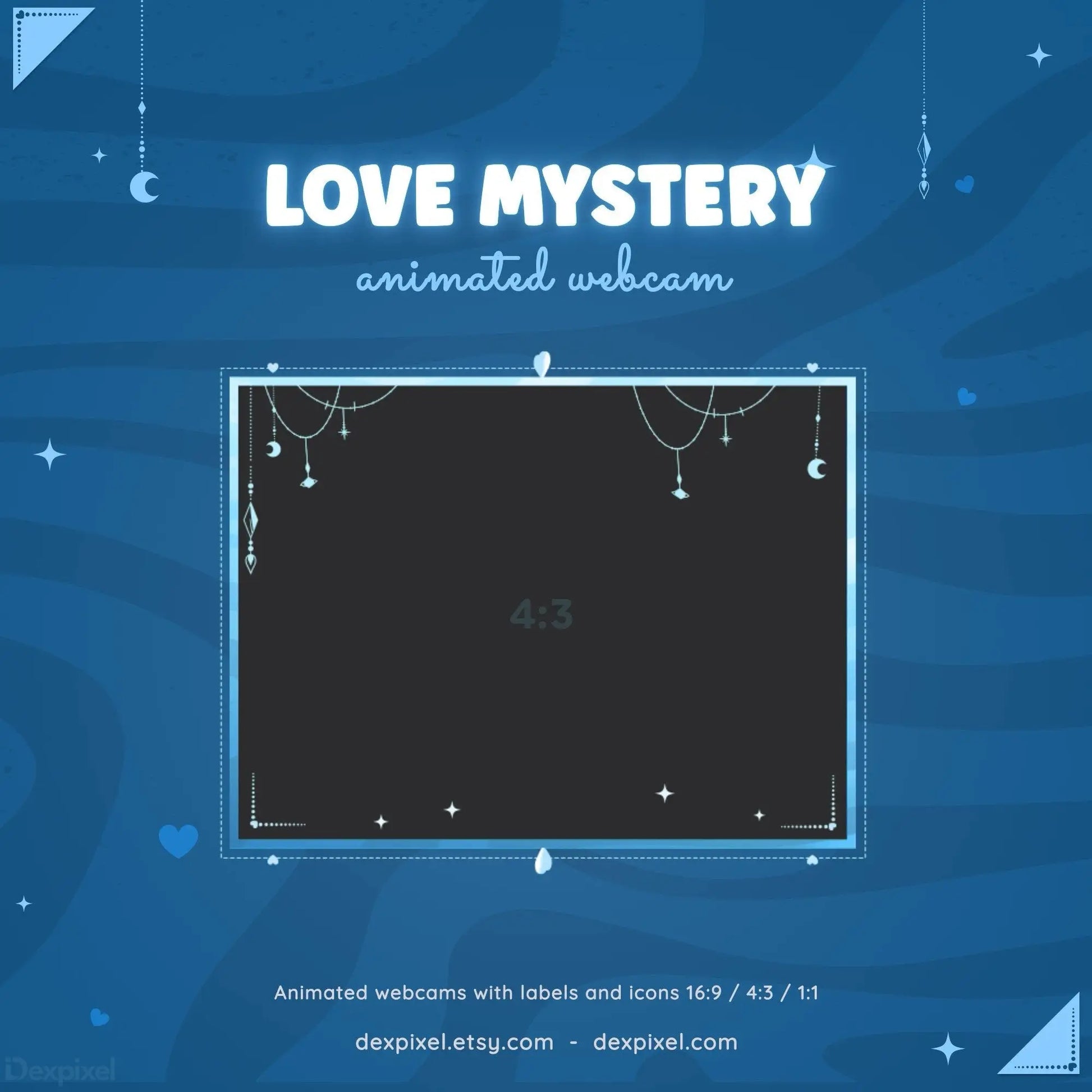 blue love webcam frame overlay for streamers
