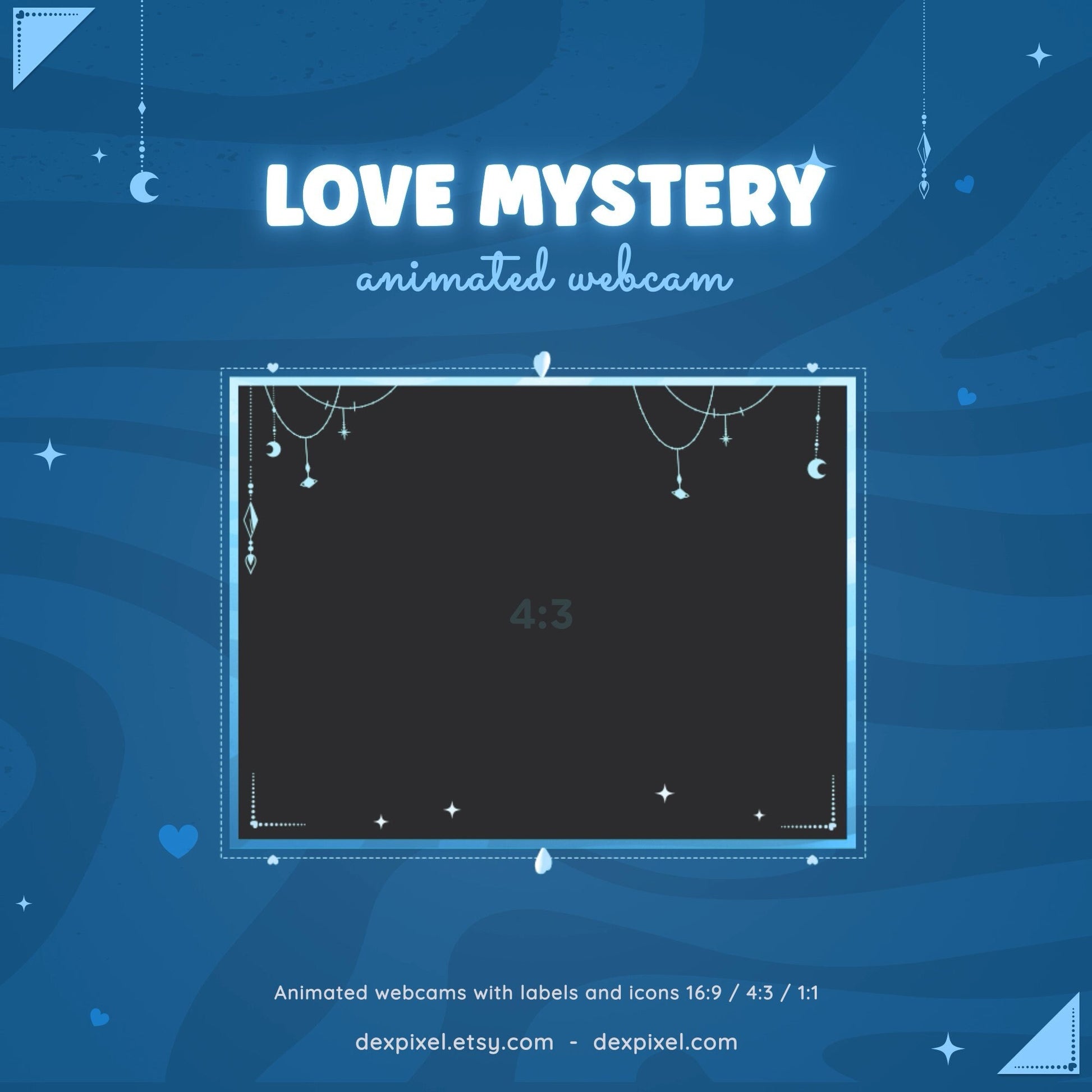 blue love webcam frame overlay for streamers
