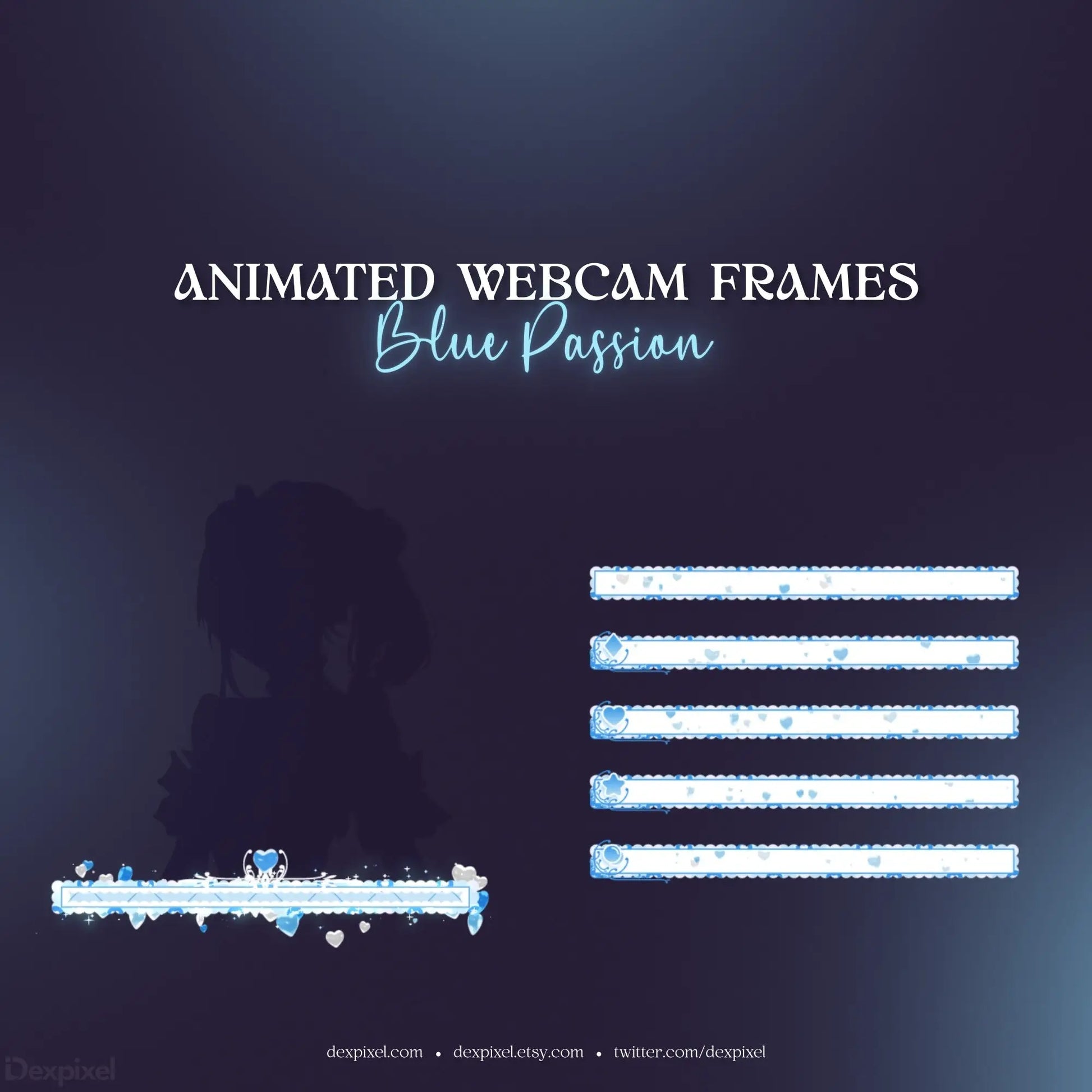 Animated webcam frame overlay with a blue glowing effect and multiple bars.