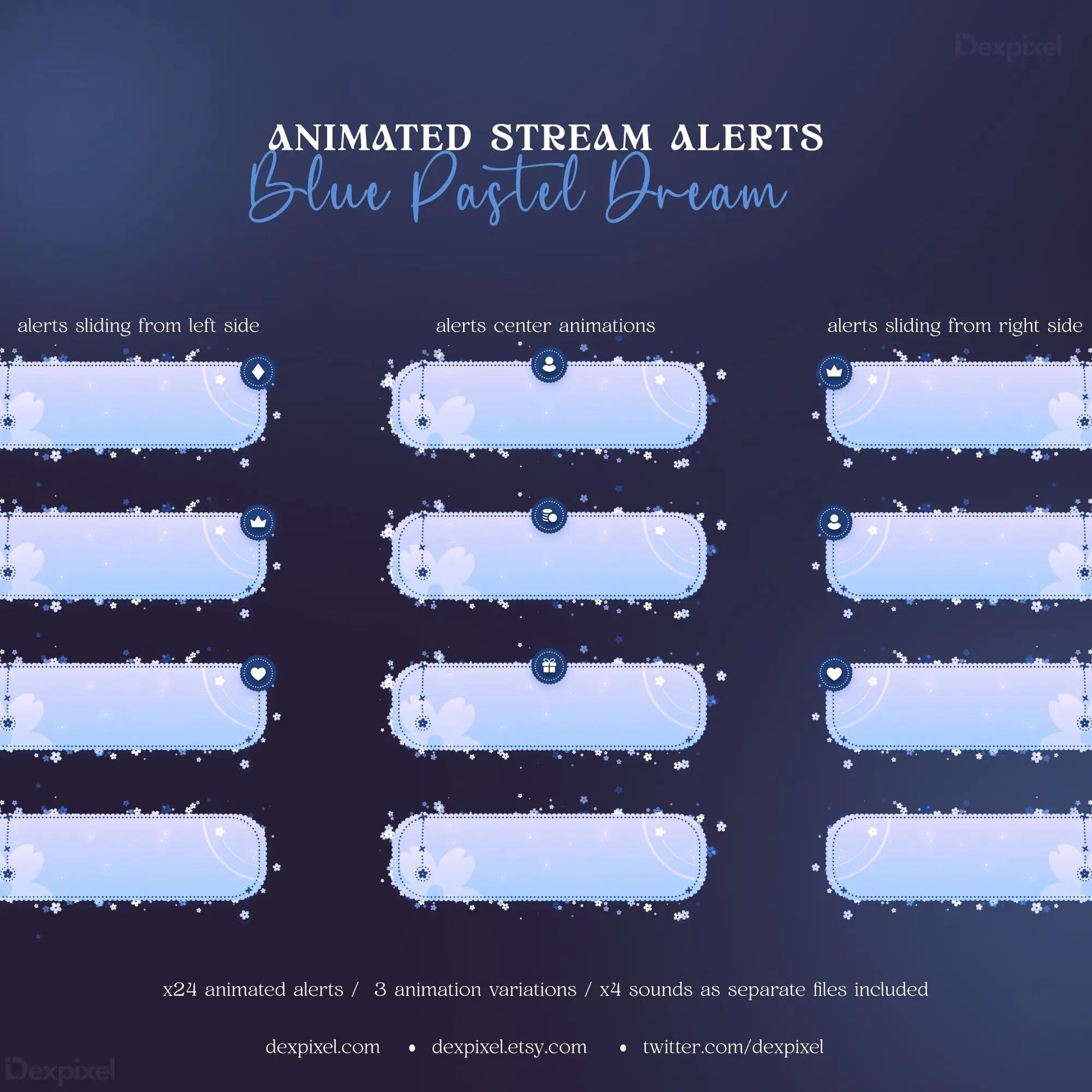 Stream alerts template showcasing blue pastel design in Blue Pastel Dream Alerts