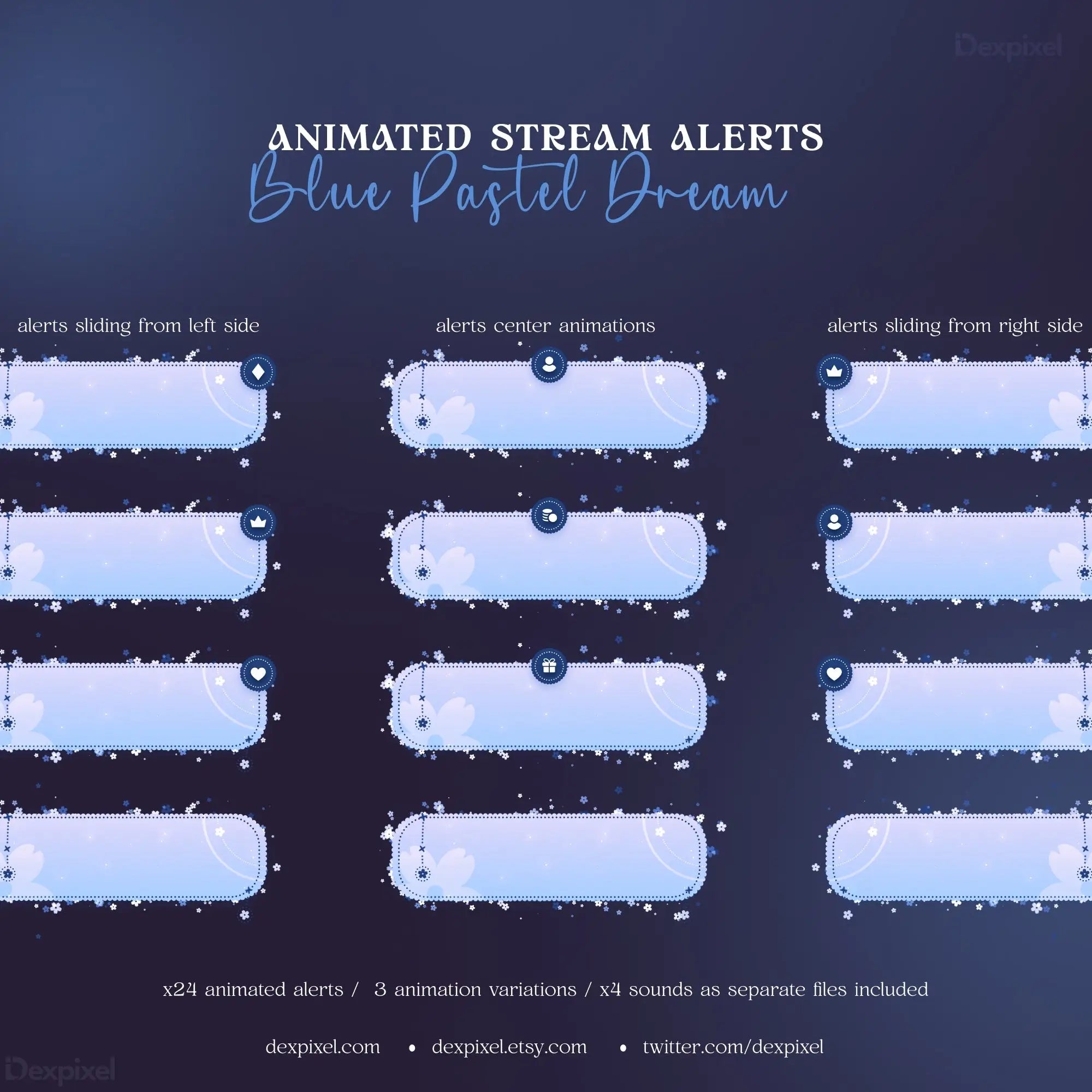 Stream alerts template showcasing blue pastel design in Blue Pastel Dream Alerts