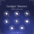 Set of blue shimmer starlight alerts with animated star-like shimmer effects