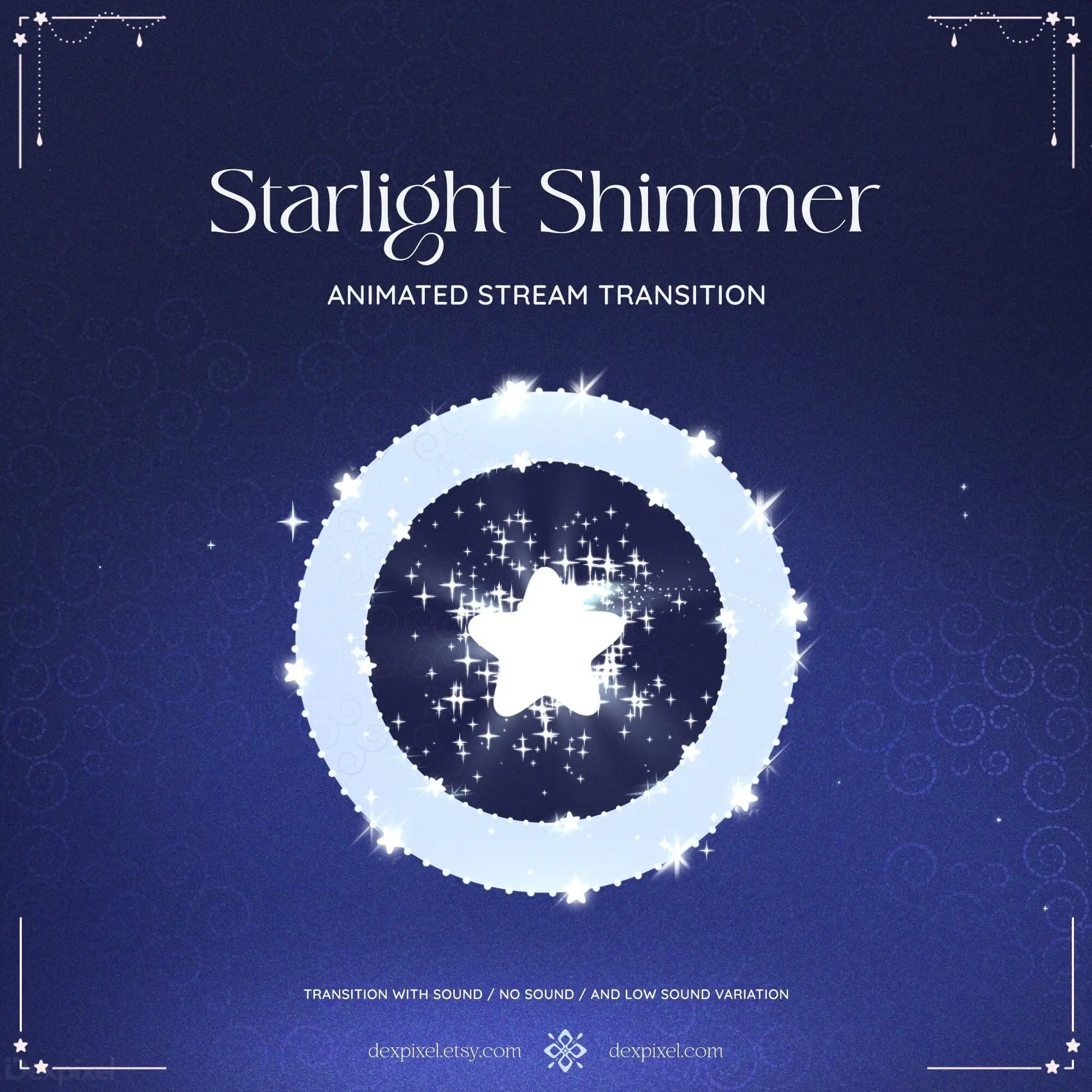 Glowing white circular ring with sparkles for Starlight Stream Transition in VTuber aesthetics