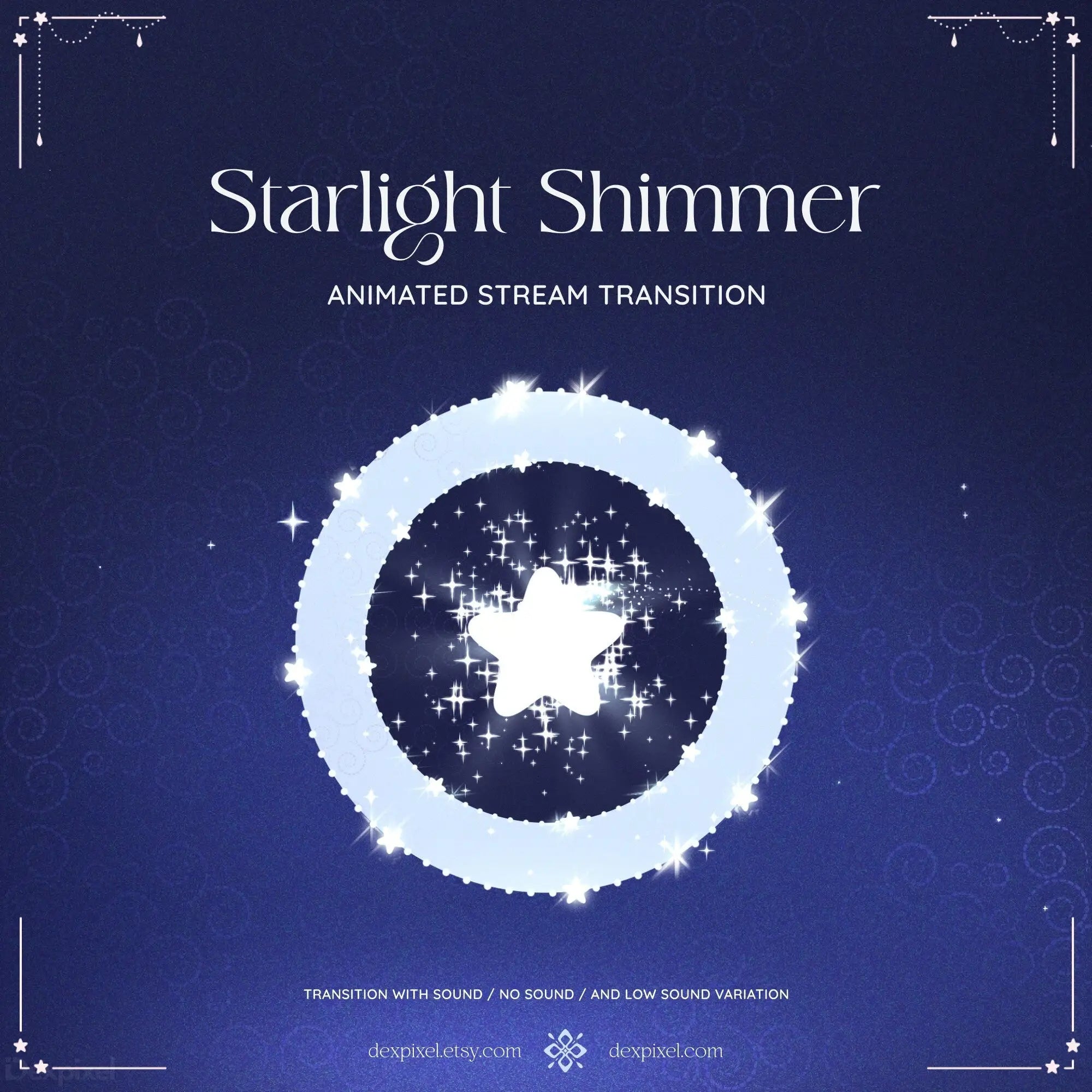 Glowing white circular ring with sparkles for Starlight Stream Transition in VTuber aesthetics