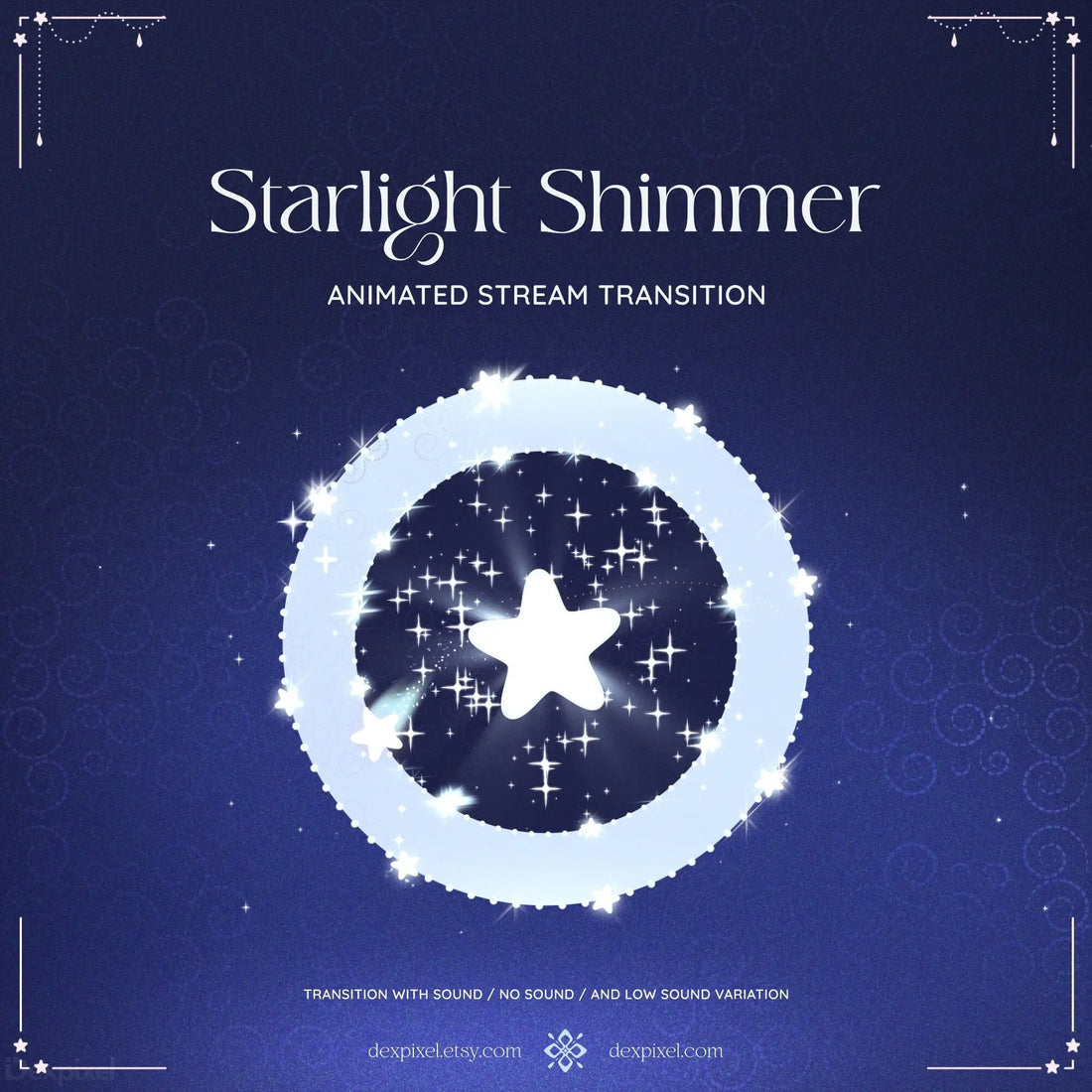 Animated starlight stream transition featuring a glowing star and sparkles for Vtuber aesthetics