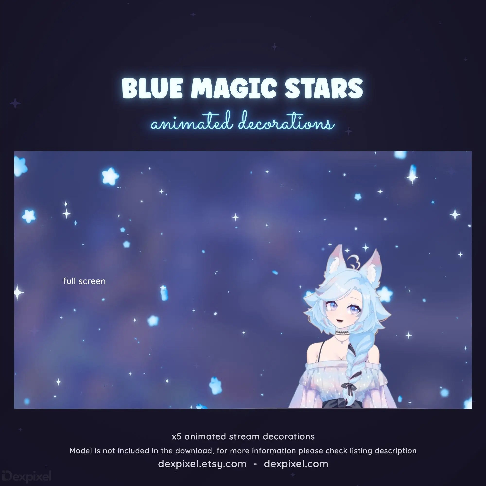 Blue Stars VTuber Decorations | Add Charm to Your Stream