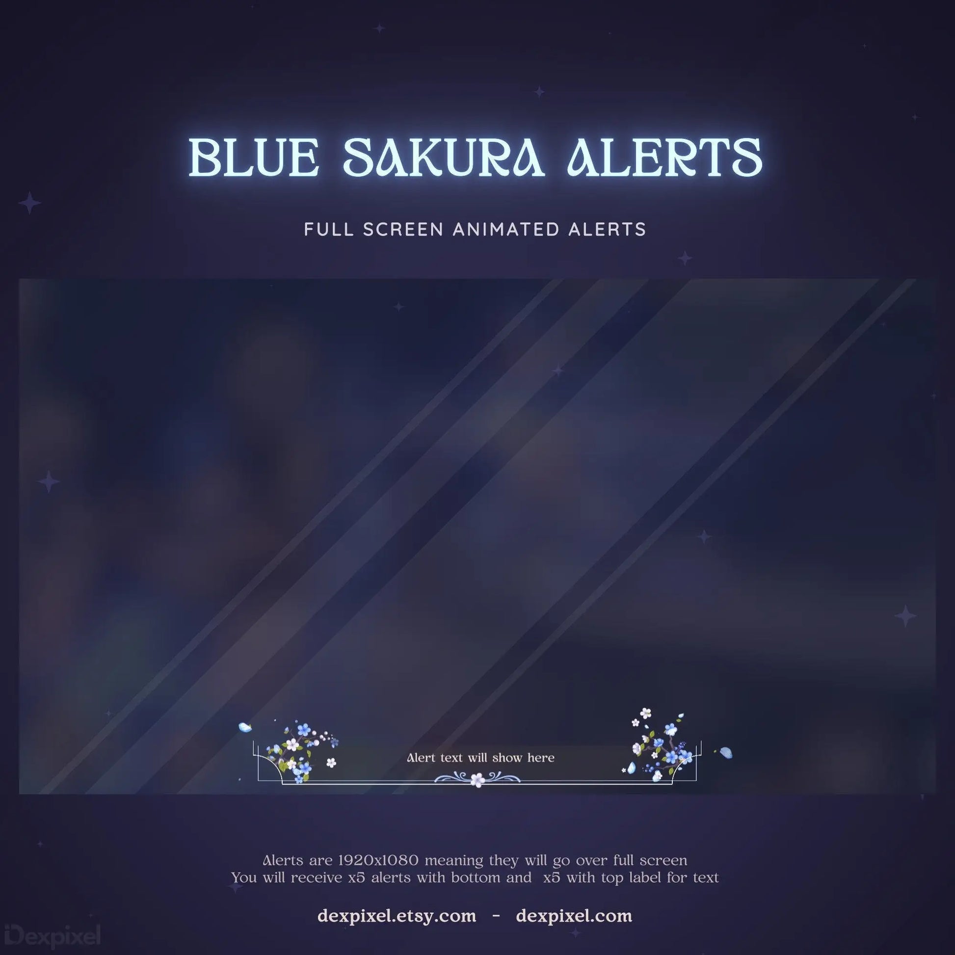 blue white cherry blossom stream alerts vtuber