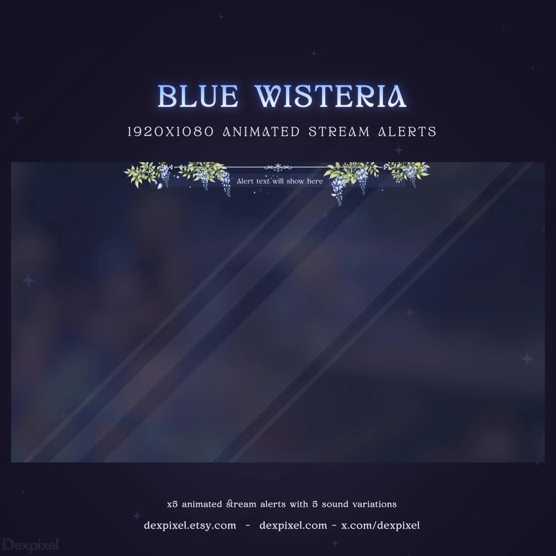 floral wisteria animated alerts for twitch vtuber
