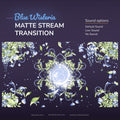 A digital overlay for stream transitions featuring blue wisteria and glowing floral patterns.