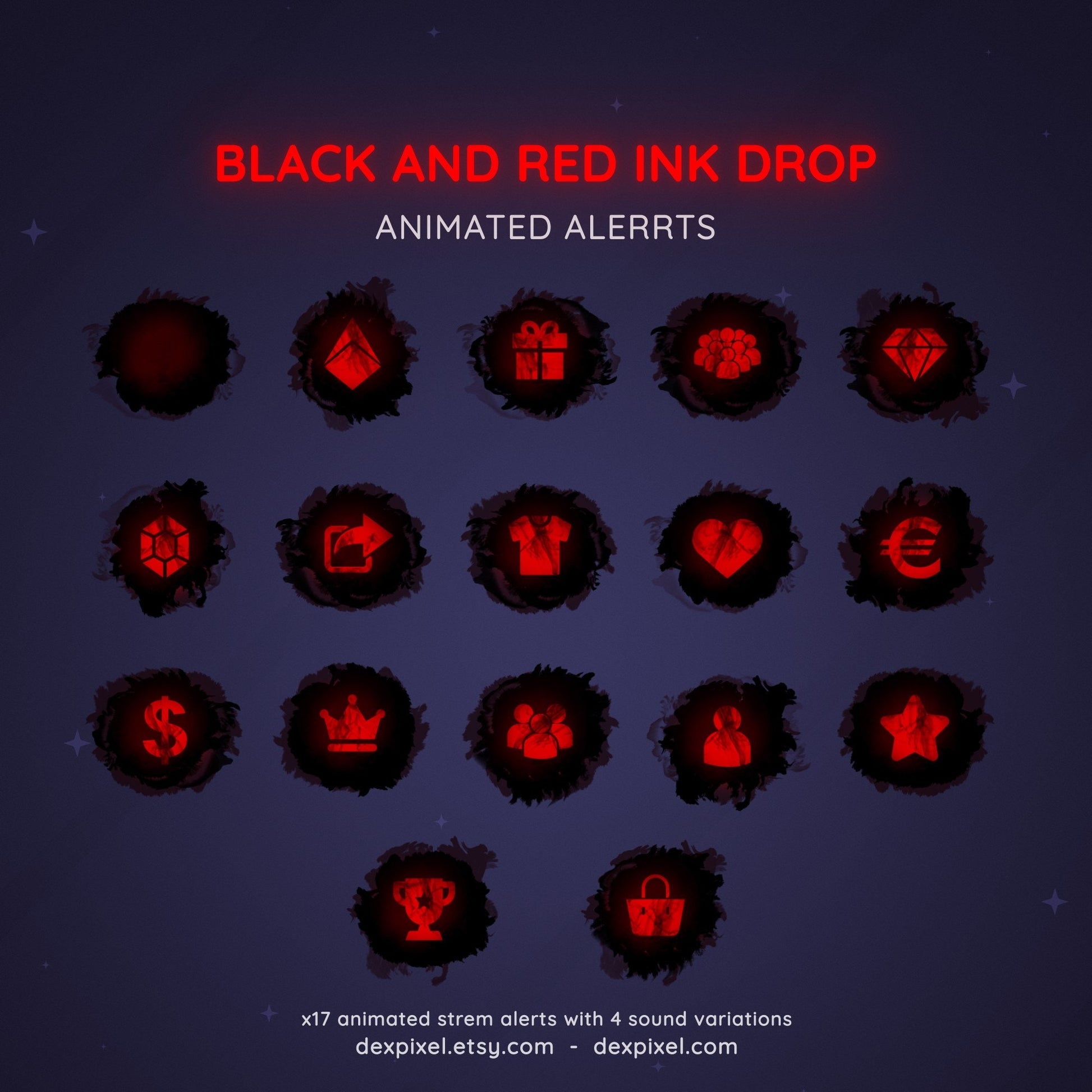 custom twitch animated alerts black red
