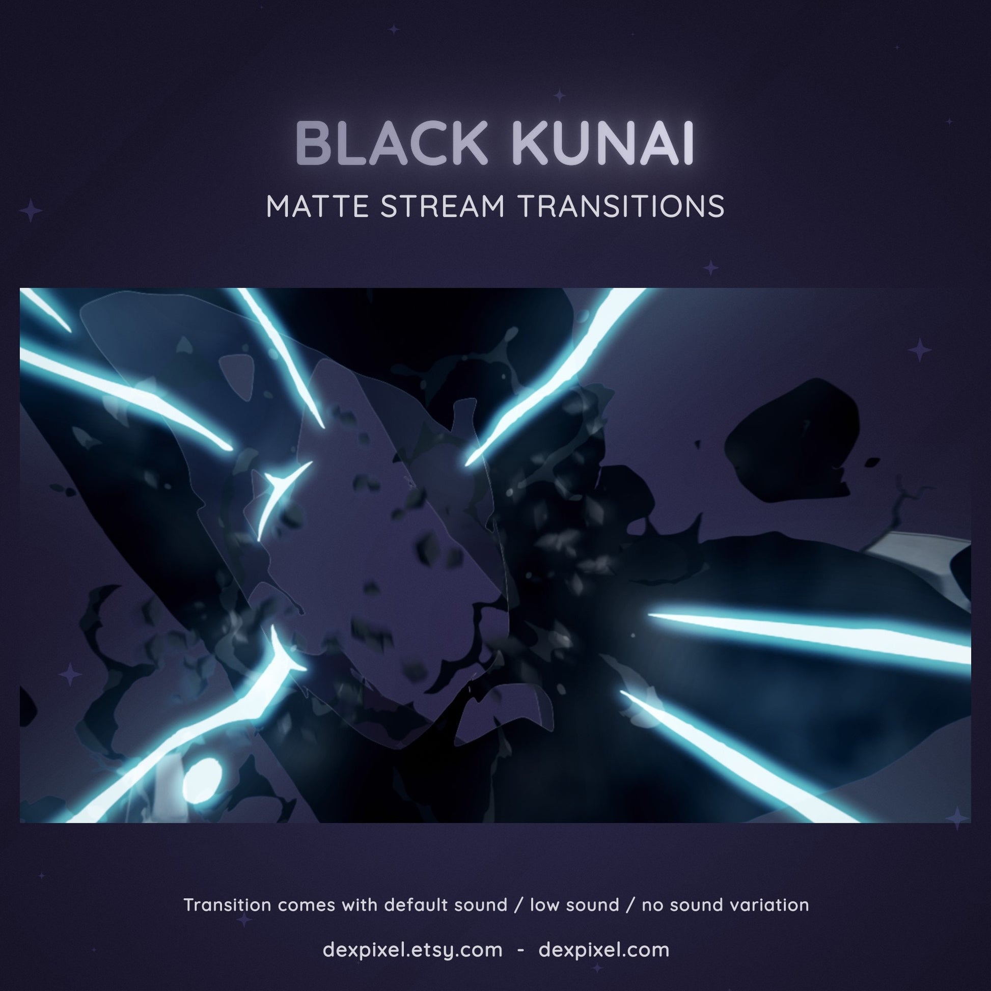 cartoon black kunai stinger stream transition
