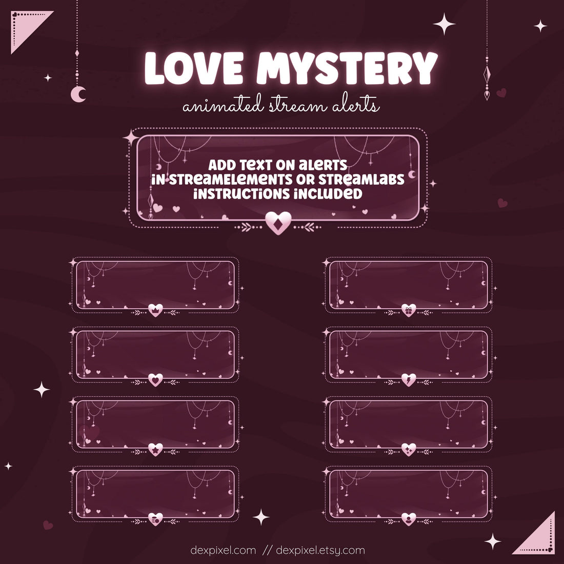 pink celestial love mystery animated stream alerts