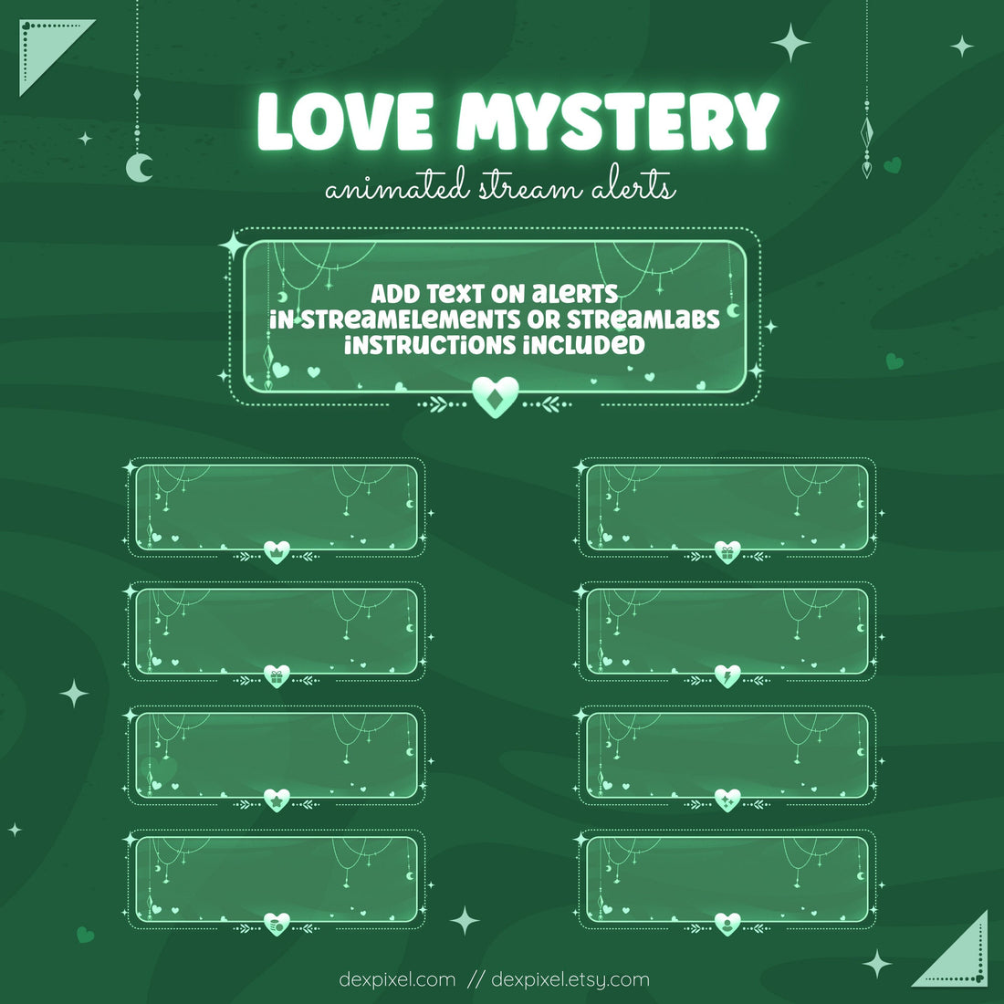 green celestial love mystery animated stream alerts
