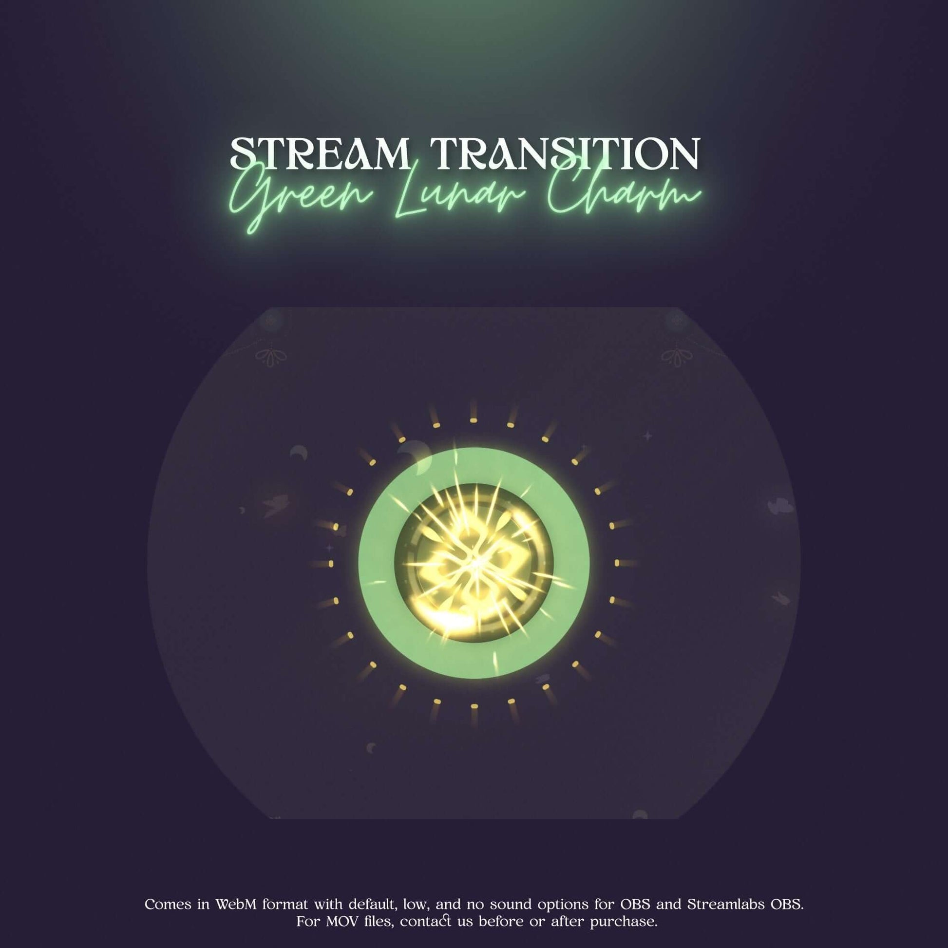 Pastel Green Lunar Charm Stream Transition showcasing celestial design for seamless streaming animations.