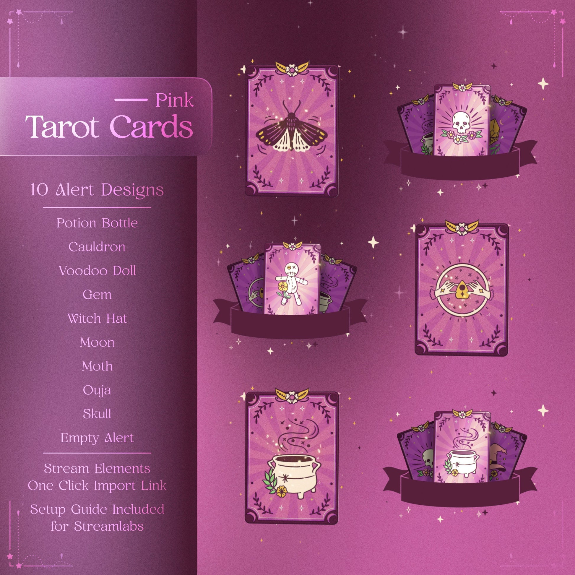 pink gold tarot cards stream alerts