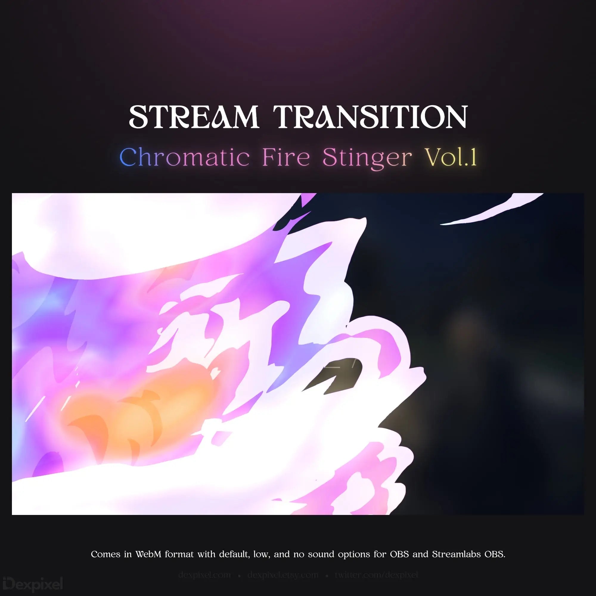 Chromatic fire stream transition.