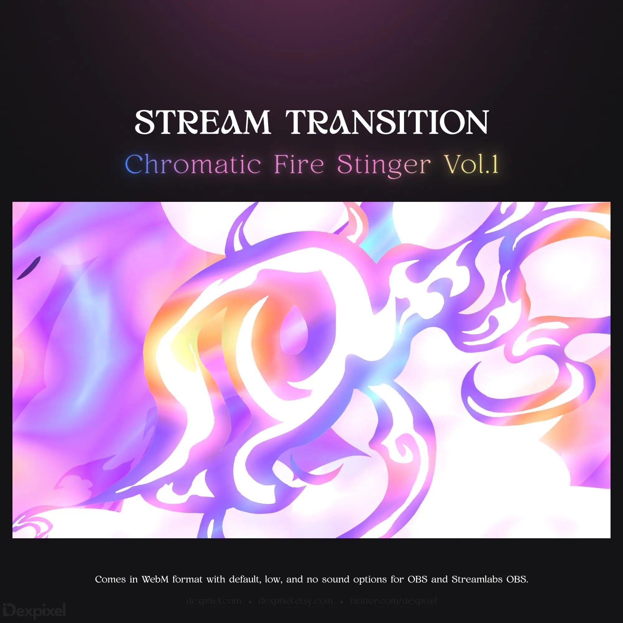 Chromatic fire stream transition.