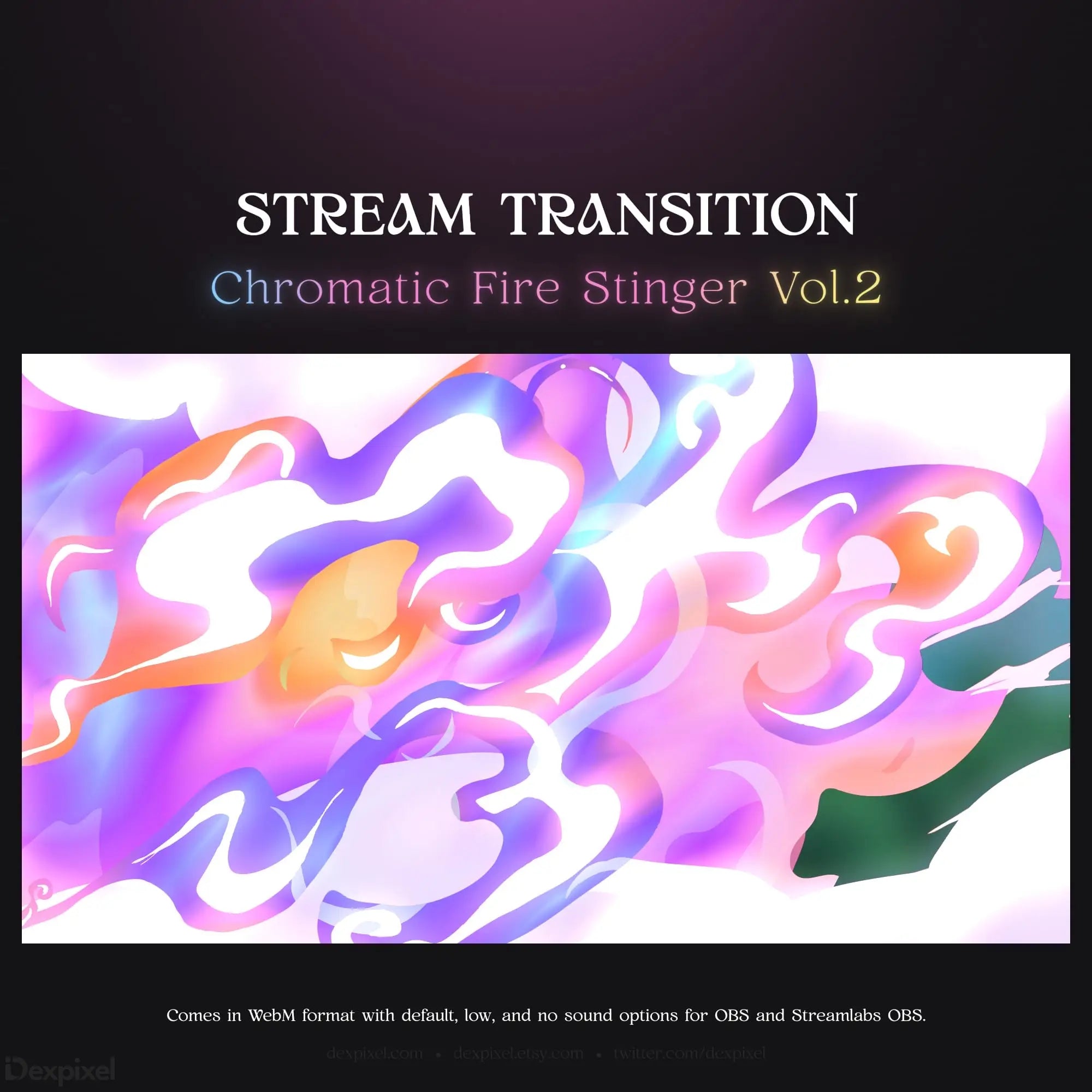 Chromatic fire stream transition.