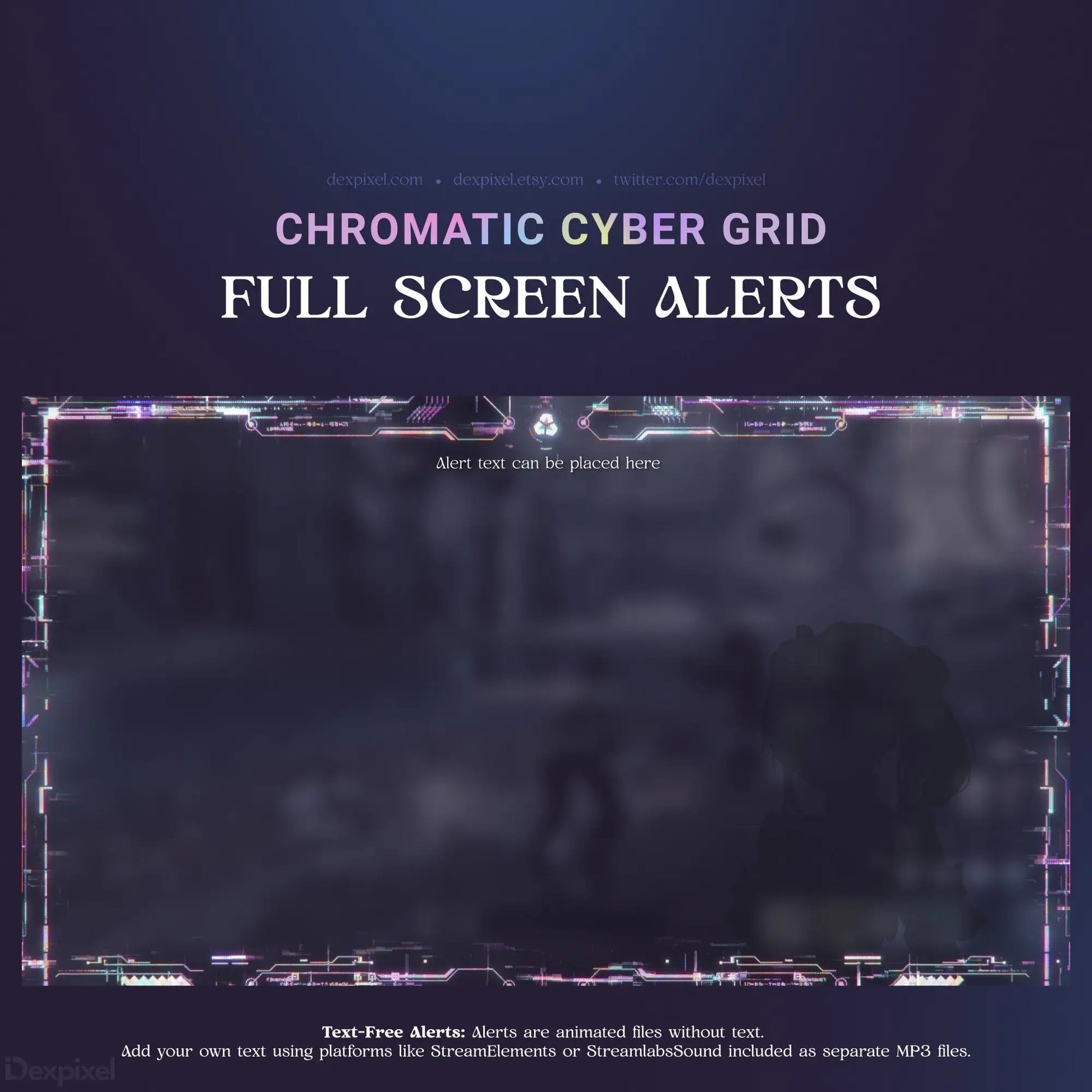Cyberpunk-themed full-screen alert template.