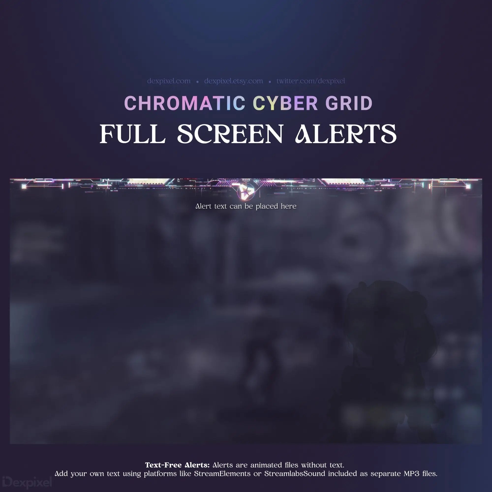 Cyberpunk-themed full-screen alert template.