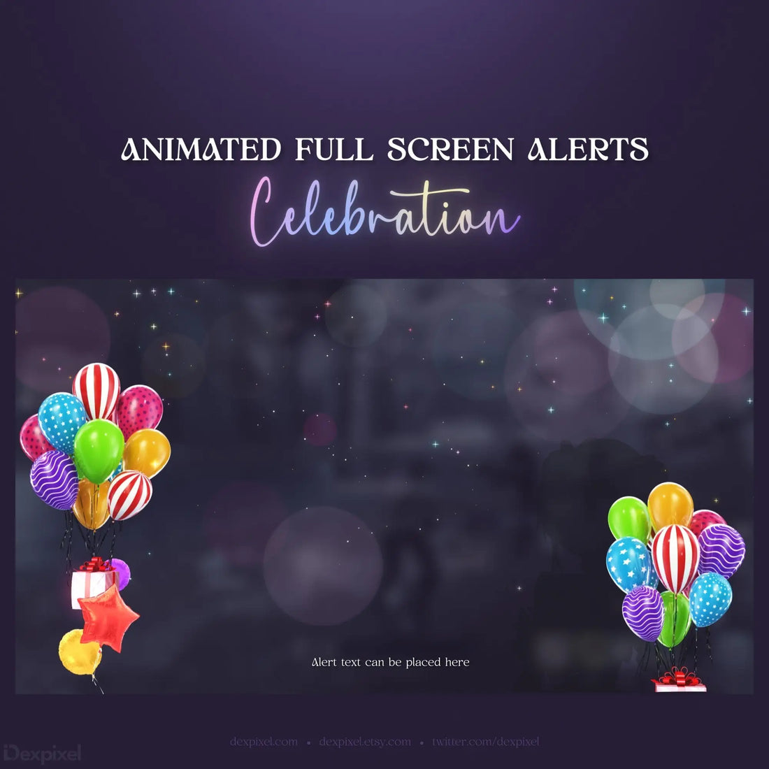 Celebration-themed animated alert.